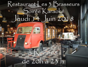 Lire la suite à propos de l’article Soirée Karaoké  Jeudi 14 Juin 2018 à Rennes au restaurant Les Trois Brasseurs (316 rue de Saint Malo)