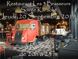 Lire la suite à propos de l’article Soirée Karaoké  Jeudi 20 Septembre 2018 à Rennes au restaurant Les Trois Brasseurs (316 rue de Saint Malo)