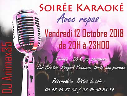 Soirée Karaoké  Vendredi 12 Octobre 2018 au Bistro du coin  à Rennes